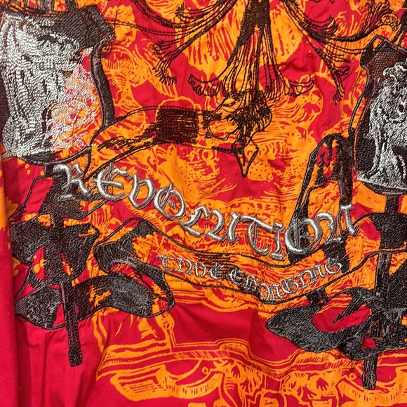 Mens "Empra" Red Embroidered Button Dress Shirt - Revolution 4XL - Picture 3 of 10